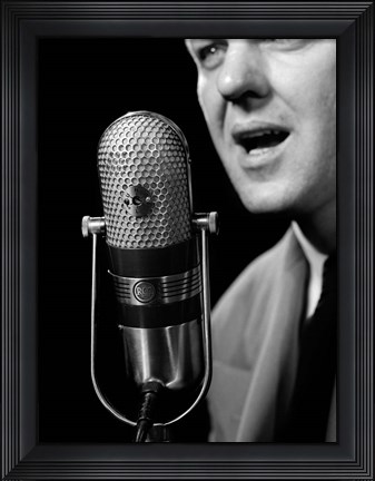 Framed 1950s Close-Up Of Man Announcer Print