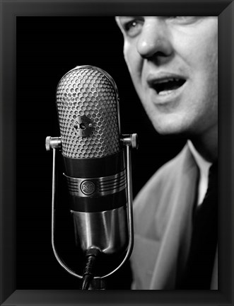 Framed 1950s Close-Up Of Man Announcer Print