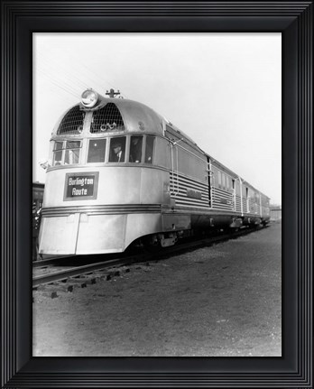 Framed 1930s Zephyr Train Engine Cars Print