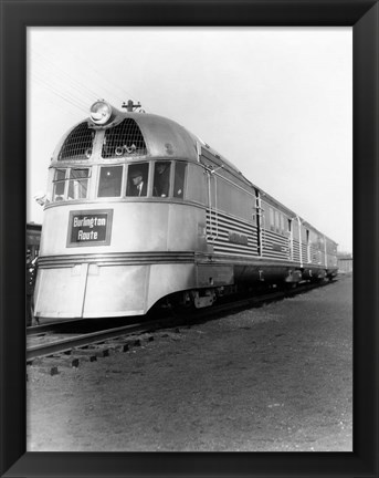 Framed 1930s Zephyr Train Engine Cars Print