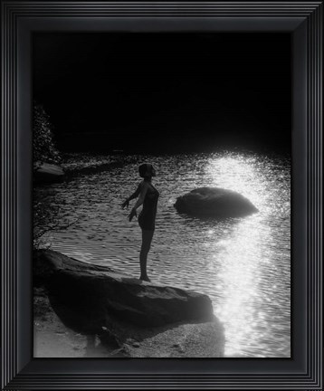 Framed 1920s Sunset Silhouette Of Anonymous Woman Print