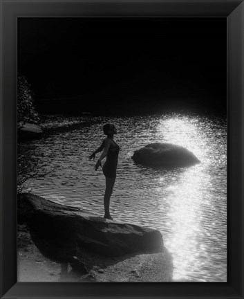 Framed 1920s Sunset Silhouette Of Anonymous Woman Print