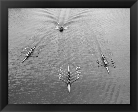 Framed 1950s Aerial View Of Rowing Competition Print