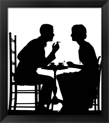 Framed 1920s 1930s Silhouette Of Couple Sitting? Print