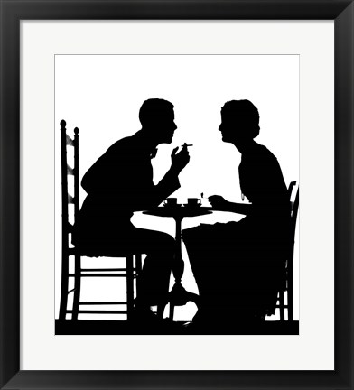 Framed 1920s 1930s Silhouette Of Couple Sitting? Print