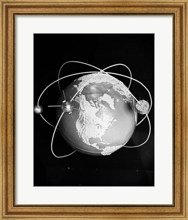 Framed 1960s Model Of Earth Print