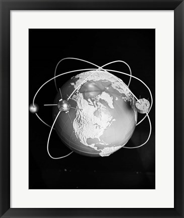 Framed 1960s Model Of Earth Print