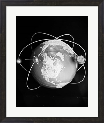 Framed 1960s Model Of Earth Print