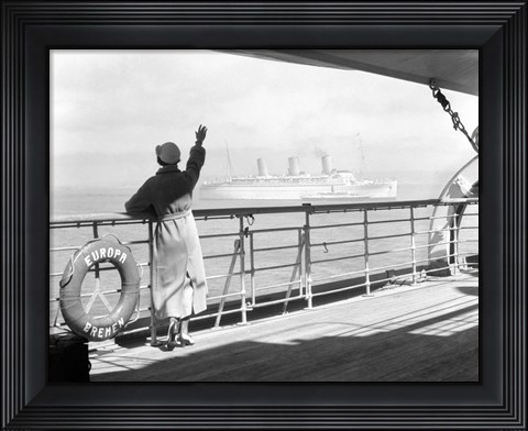 Framed 1930s Back Of Woman On Of Cruise Print