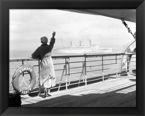 Framed 1930s Back Of Woman On Of Cruise Print