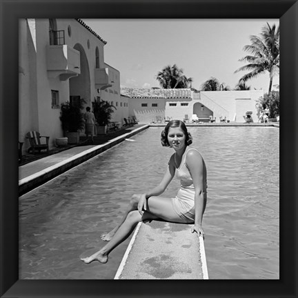 Framed 1930s Woman On Pool Diving Board Print
