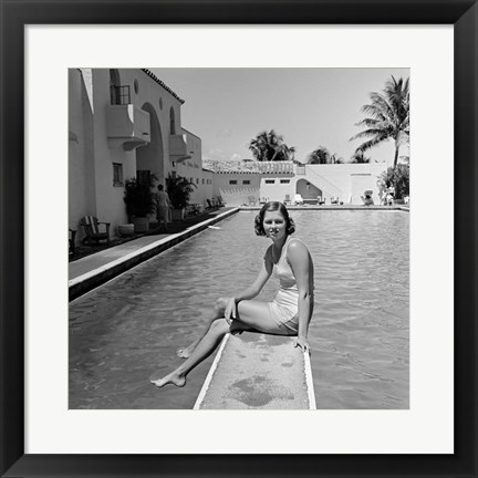 Framed 1930s Woman On Pool Diving Board Print