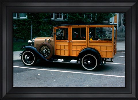Framed 1930s Wood Body Station Wagon Antique Print