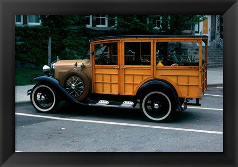 Framed 1930s Wood Body Station Wagon Antique Print