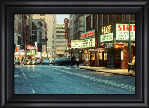Framed 1980s Combat Zone Adult Entertainment Print