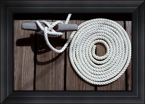 Framed 1980s Detail Of Cleat Hitch And Coiled Rope Print
