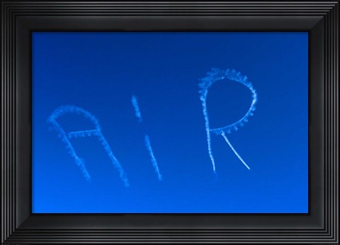 Framed Skywriting The Letters Air In Cloudless Sky Print