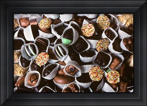 Framed Chocolate Candies In White Paper Cups Print