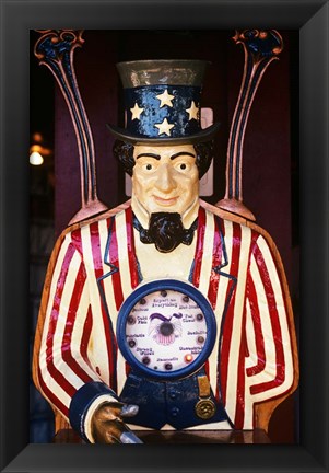 Framed 1890S 1900S 1910s Folk Art Uncle Sam Amusement Arcade Print