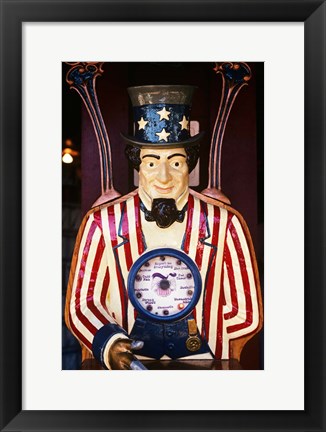 Framed 1890S 1900S 1910s Folk Art Uncle Sam Amusement Arcade Print