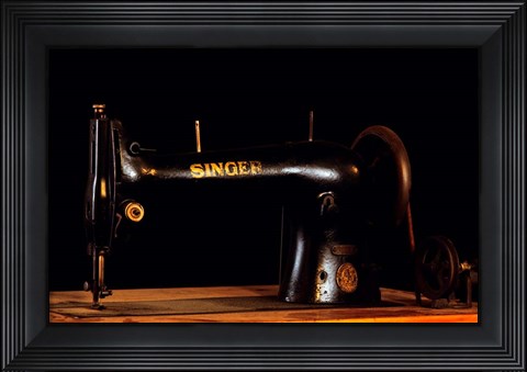 Framed Antique Singer Sewing Machine Print