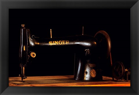 Framed Antique Singer Sewing Machine Print