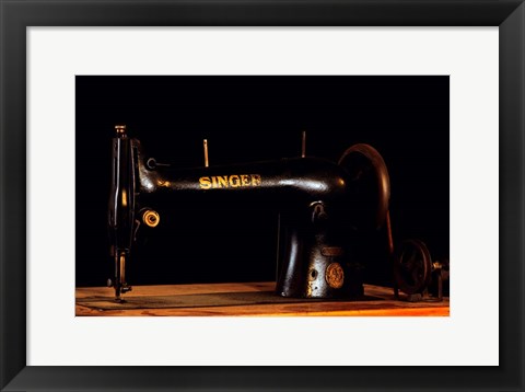 Framed Antique Singer Sewing Machine Print