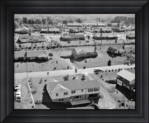 Framed 1950s 1960s Aerial View Of Suburban Housing Print