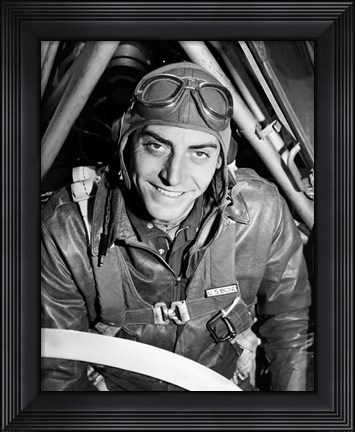 Framed 1940s Fighter Airplane Pilot On US World War II Print