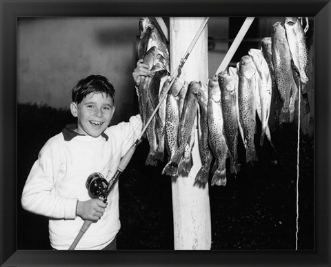 Framed 1950s Smiling Boy Print