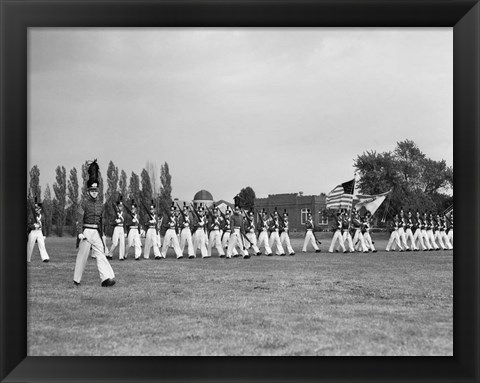 Framed 1940s Students Marching Pennsylvania Military College Print