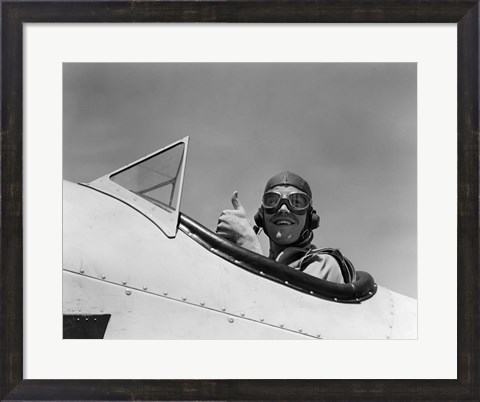 Framed 1940s Smiling Army Air Corps Pilot Print