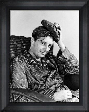 Framed 1940s Smiling Man With Hangover Print