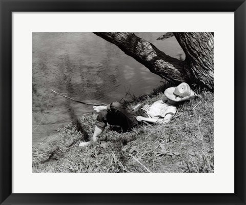 Framed 1940s Barefoot Boy Sleeping Print