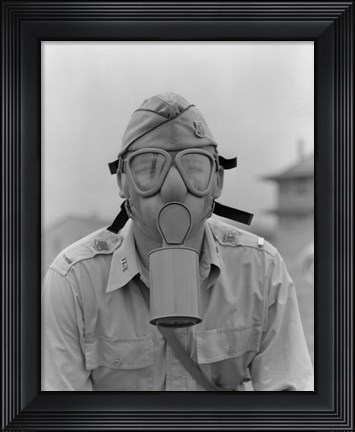 Framed 1940s 1942 Unidentified Man Soldier Print
