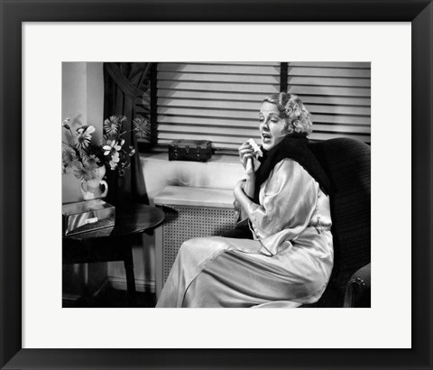 Framed 1930s Woman Sneezing Coughing Print