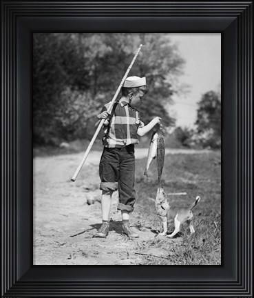 Framed 1950s Boy Plaid Shirt Sailor In Hat Print