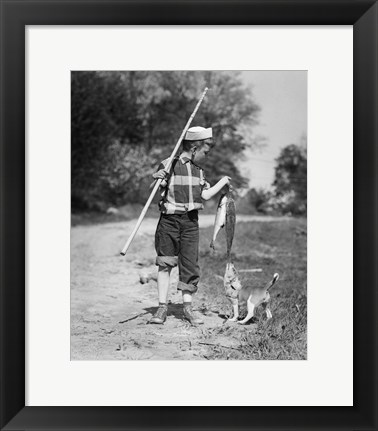 Framed 1950s Boy Plaid Shirt Sailor In Hat Print