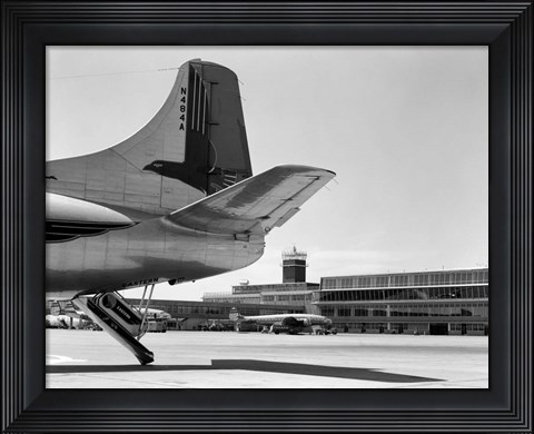 Framed 1950s Tail Of Commercial Airplane Print