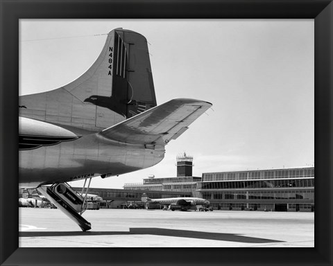 Framed 1950s Tail Of Commercial Airplane Print