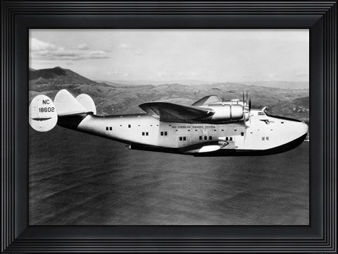 Framed 1930s 1940s Pan American Clipper Flying Boat Print
