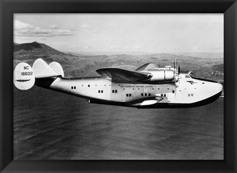 Framed 1930s 1940s Pan American Clipper Flying Boat Print