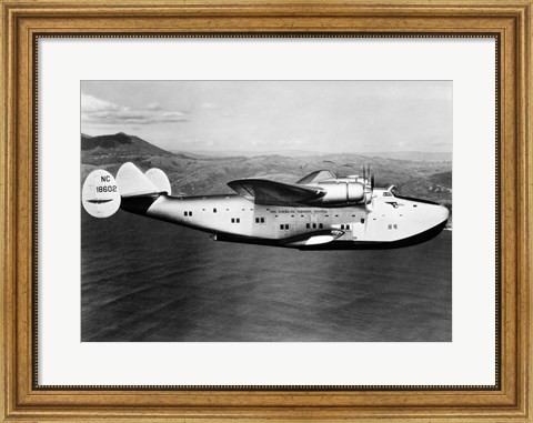 Framed 1930s 1940s Pan American Clipper Flying Boat Print