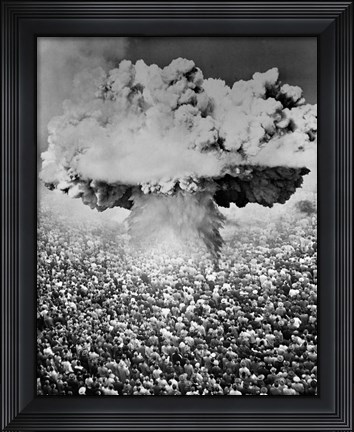 Framed 1950s 1960s Atomic Bomb Symbolic Montage Print