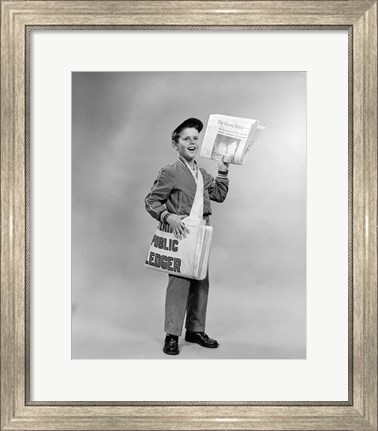Framed 1950s Shouting Newsboy Print