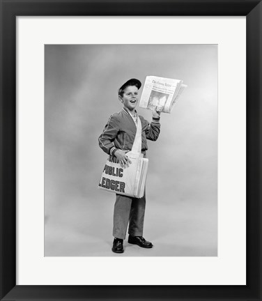 Framed 1950s Shouting Newsboy Print