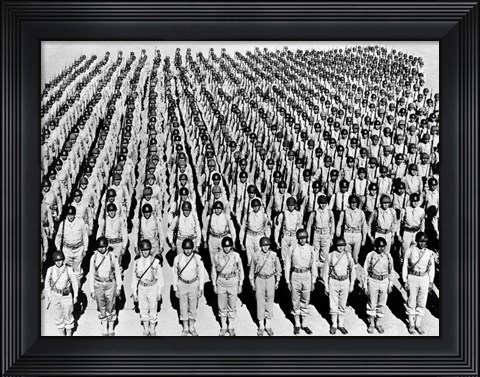 Framed 1940s Wwii Large Formation U.S. Army Infantry Soldiers Print