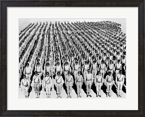 Framed 1940s Wwii Large Formation U.S. Army Infantry Soldiers Print