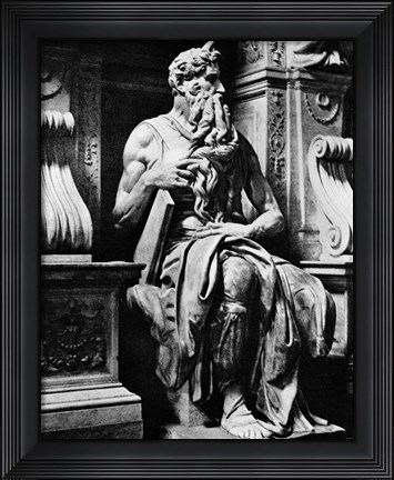 Framed 1500S Tomb Pope Julius 11 16Th Century Marble Sculpture Moses Print