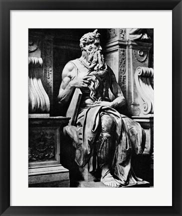 Framed 1500S Tomb Pope Julius 11 16Th Century Marble Sculpture Moses Print